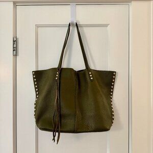 Rebecca Minkoff Olive Green Pebbled Leather Tote Bag